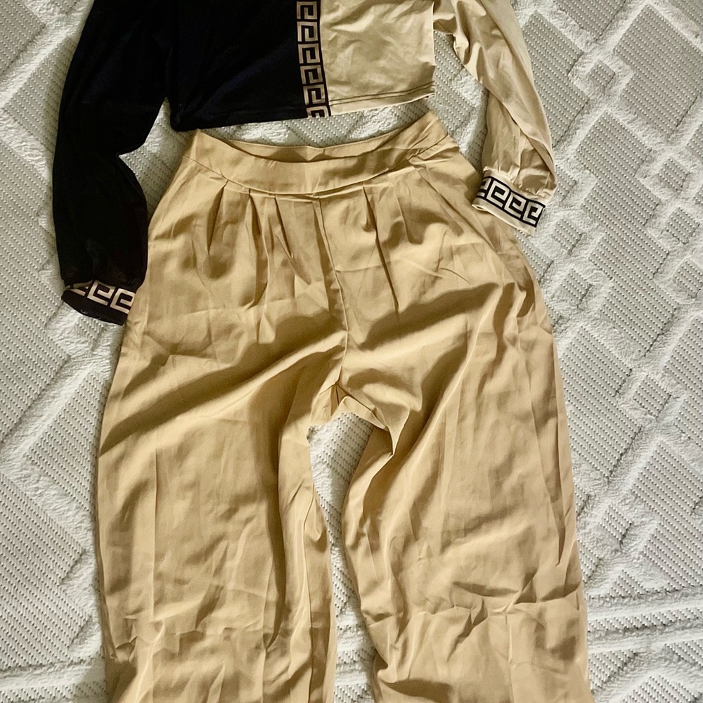 SHEIN Black and Cream Wide Leg Jumpsuit - Picture 1 of 1